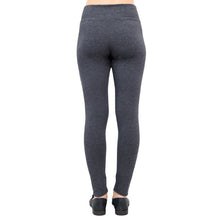 bottom of female model wearing dixie granite grey fleece leggings back view on white background