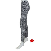 bottom of white mannequin wearing leopard print elle full length leggings side view on white background