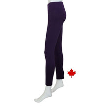 bottom of white mannequin wearing plum purple elle full length leggings side view on white background
