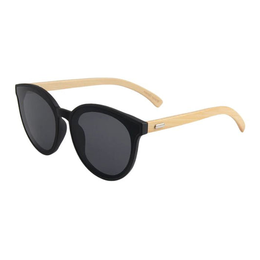 elm sunglasses black frames and black lenses over view on white background