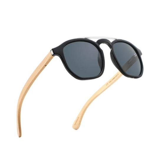 elm sunglasses black frames and black lenses over view on white background