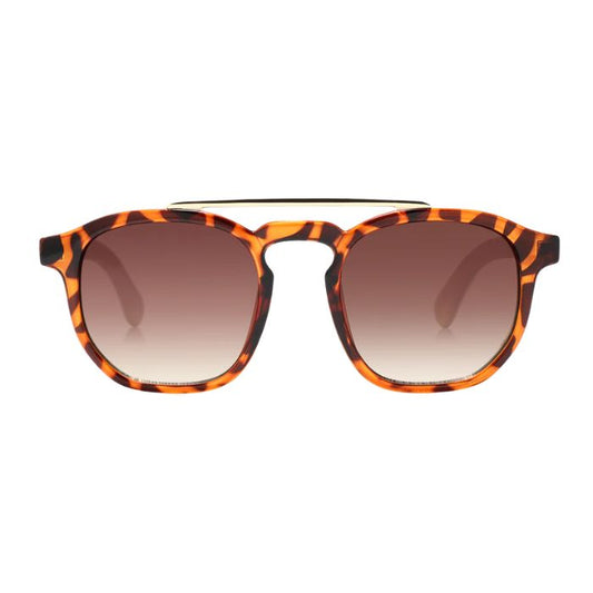 elm sunglasses tortoise frames and brown lenses front view on white background