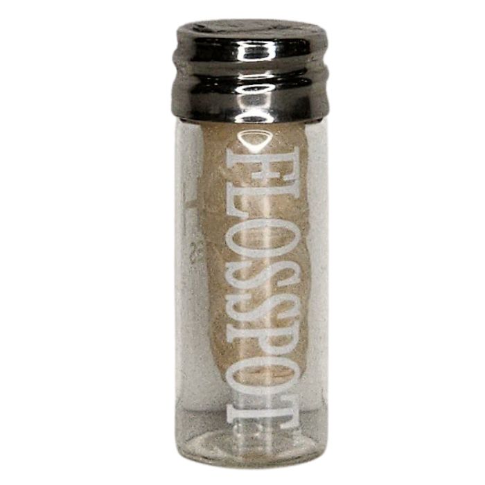flosspot glass refillable jar on white background