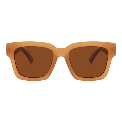 gorgona sunglasses brown frames and brown lenses front view on white background