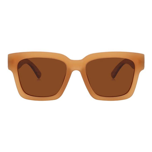 gorgona sunglasses brown frames and brown lenses front view on white background