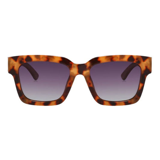 gorgona sunglasses tortoise frames and dark lenses front view on white background