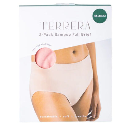 pink high waisted full brief package front view on white background