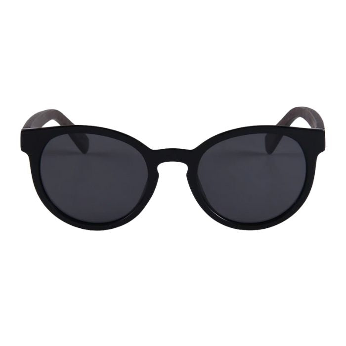 iceland sunglasses black frames and black lenses front view on white background