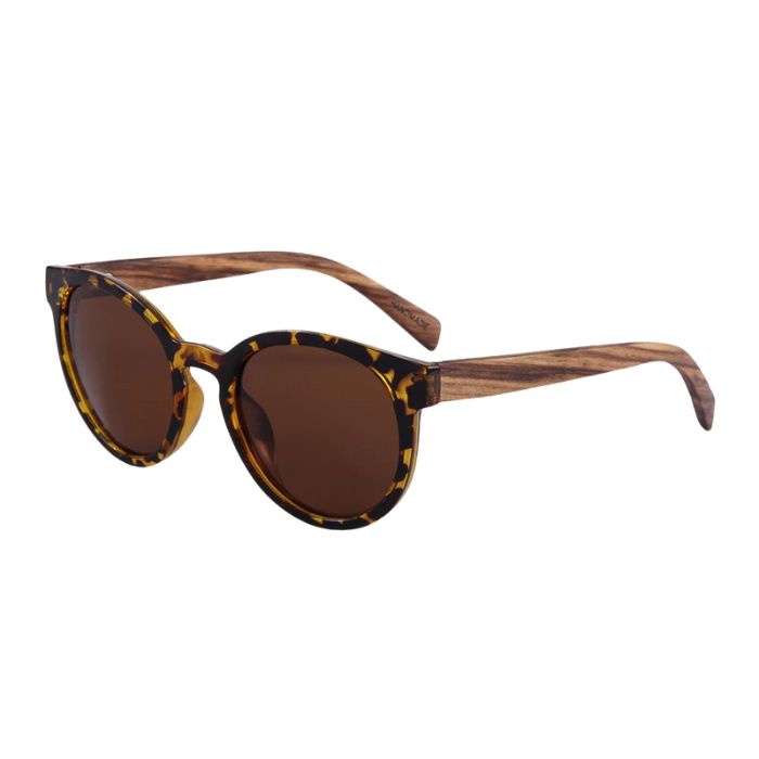 iceland sunglasses tortoise frames and brown lenses over view on white background