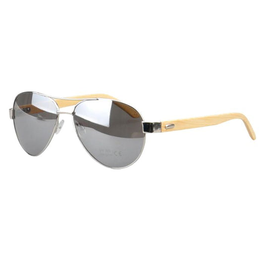 jacaranda sunglasses silver frames and solver mirror lenses over view on white background