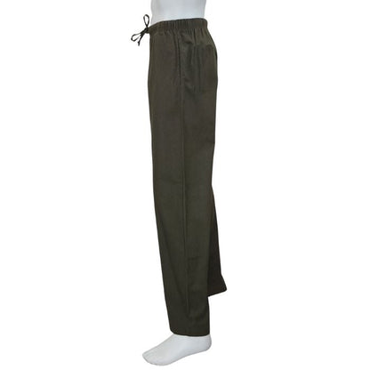 mannequin wearing army green jeff pants side view on white background