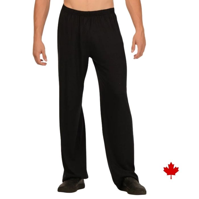 mannequin wearing black jim lounge pants front view on white background
