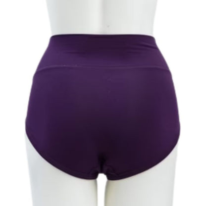body of white female mannequin wearing royal purple la gaunche underwear back view on white background