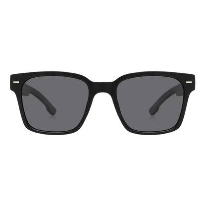 larch sunglasses black frames and black lenses front view on white background