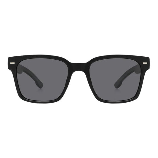 larch sunglasses black frames and black lenses front view on white background