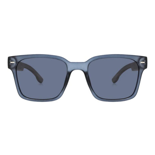 larch sunglasses blue frames and blue lenses over view on white background