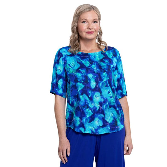 model wearing ocean reef liza top front view on white background