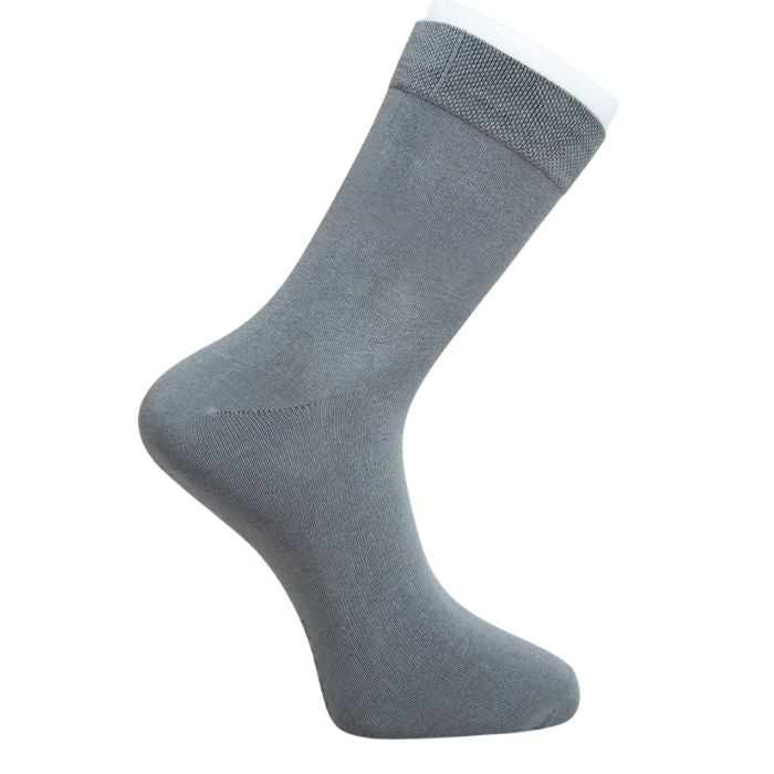 mens charcoal grey dress sock set on a white background
