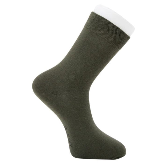 mens khaki green dress sock set on a white background