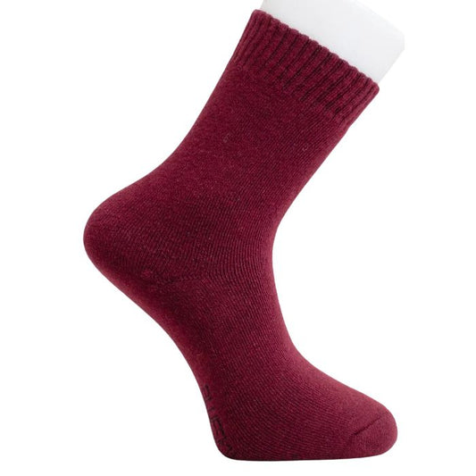 mens burgundy red merino wool sock set on a white background 