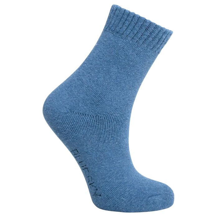mens denim blue merino wool sock set on a white background 