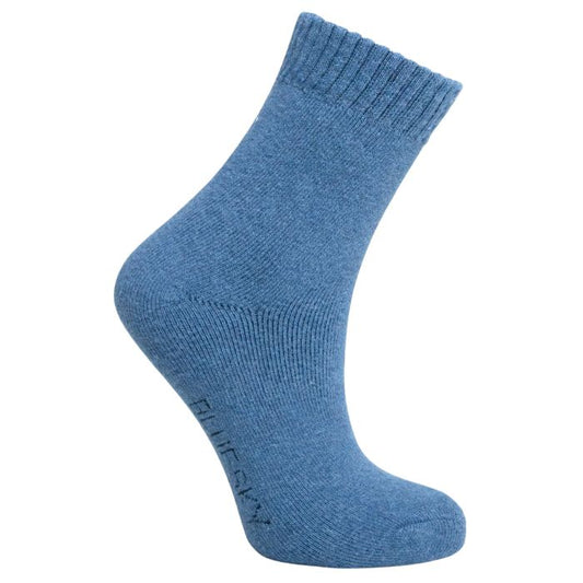 mens denim blue merino wool sock set on a white background 