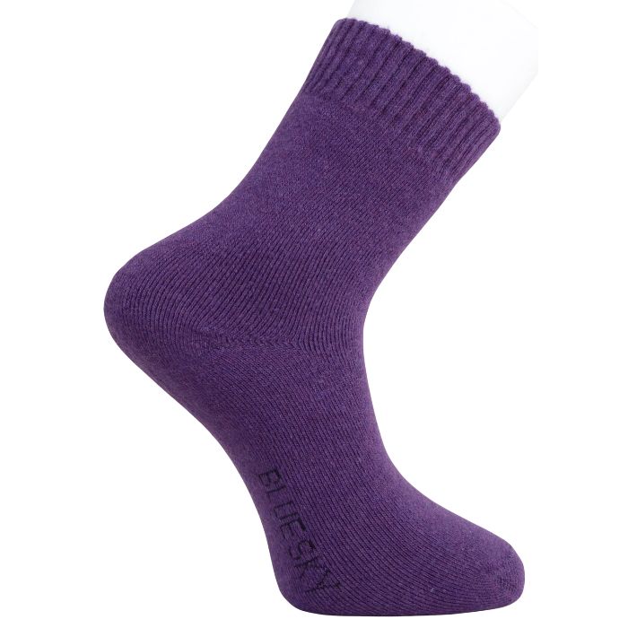 mens eggplant purple merino wool sock set on a white background 