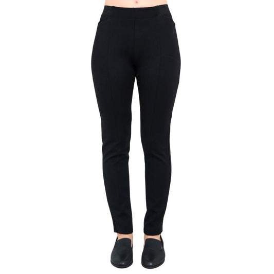 bottom of female model weaing black nadia pants front view on white background