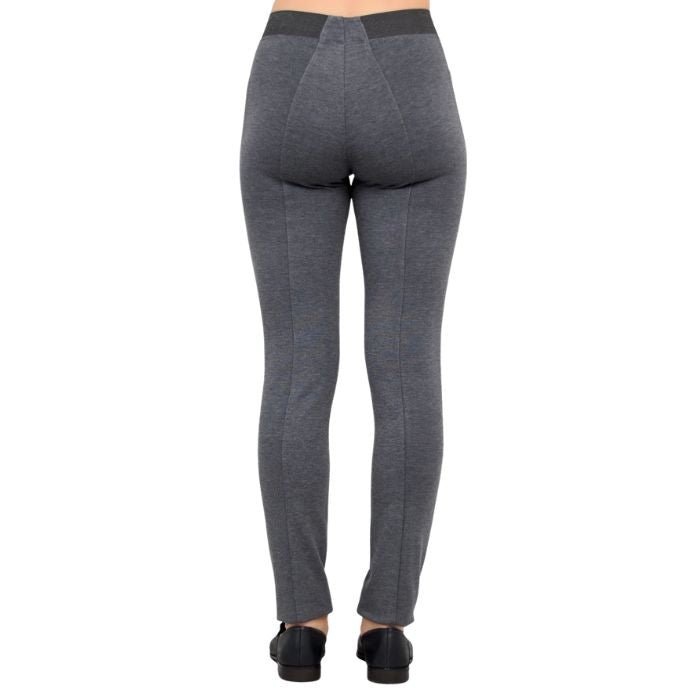 female model weaing granite grey petite nadia pants back view on white background