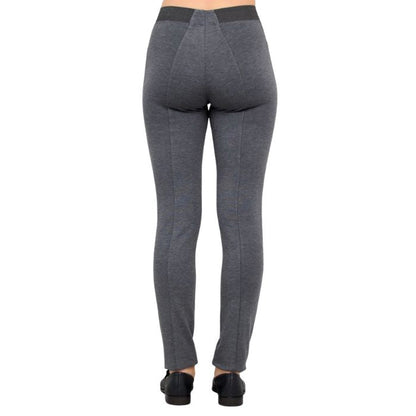 female model weaing granite grey petite nadia pants back view on white background