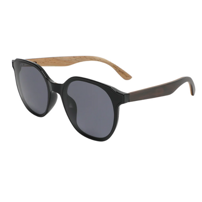 papyrus sunglasses black frames and black lenses over view on white background