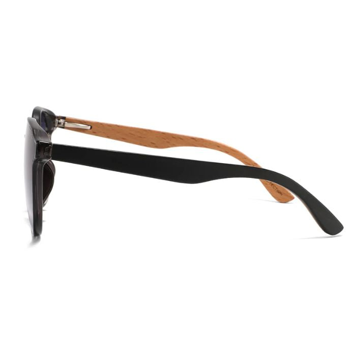 papyrus sunglasses black frames and black lenses side view on white background
