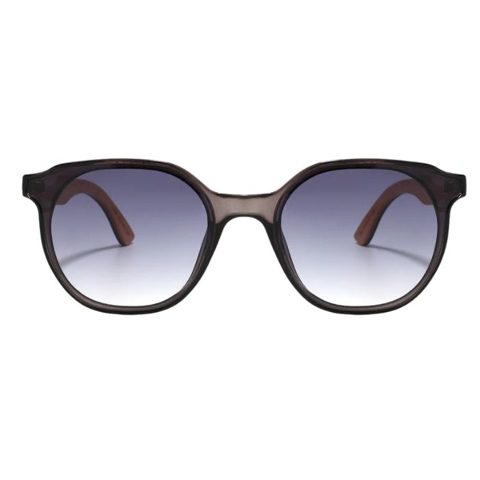 papyrus sunglasses ice grey frames and grey lenses front view on white background