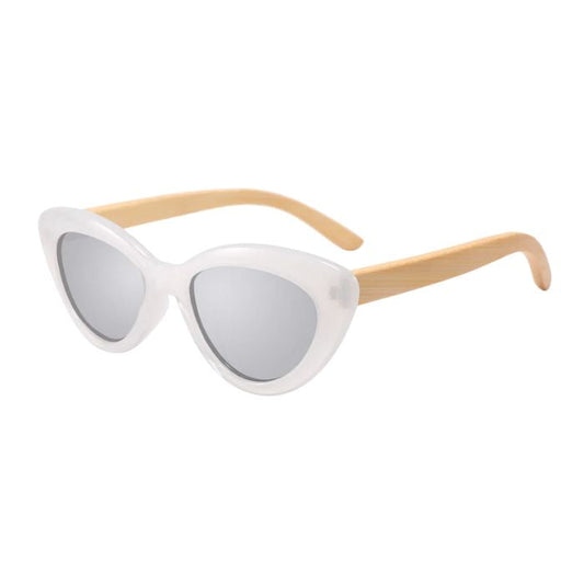 paris sunglasses ice white frames and silver lenses front view on white background