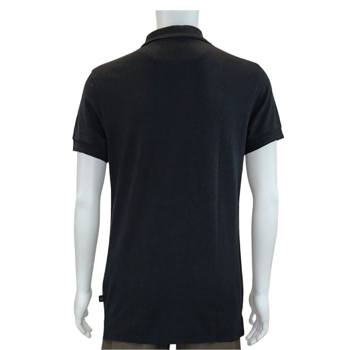 mannequin wearing black phil shirt back view on white background