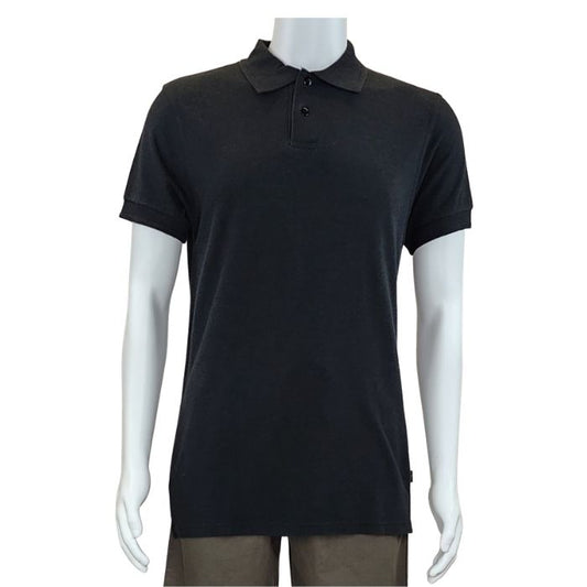 mannequin wearing black phil shirt front view on white background