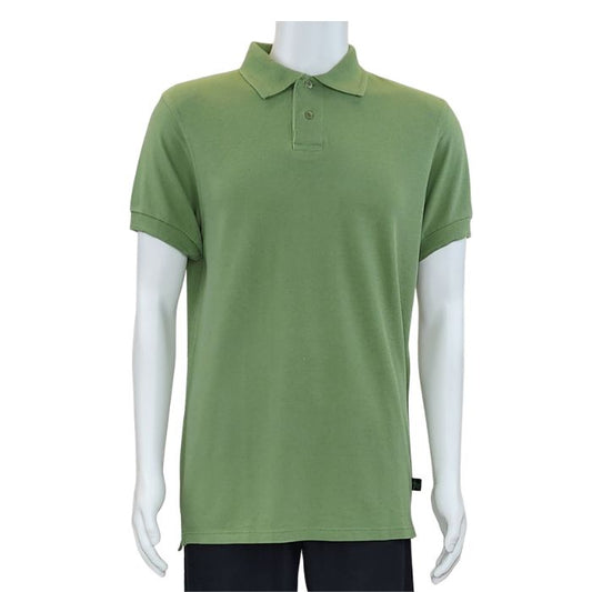 mannequin wearing celery green phil shirt front view on white background