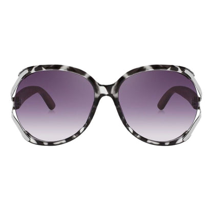 rosewood sunglasses black and white marble frames and black lenses front view on white background