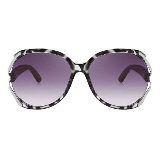rosewood sunglasses black and white marble frames and black lenses front view on white background