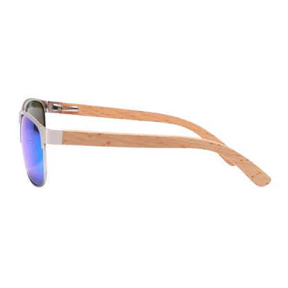 san diego sunglasses grey frames and blue mirror lenses side view on white background