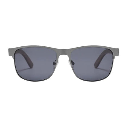 san diego sunglasses grey frames and grey lenses front view on white background
