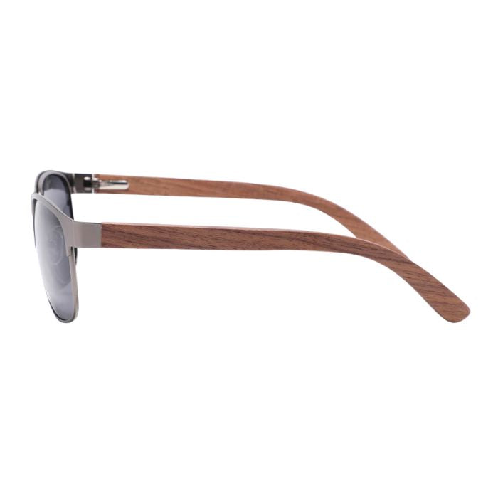 san diego sunglasses grey frames and grey lenses side view on white background