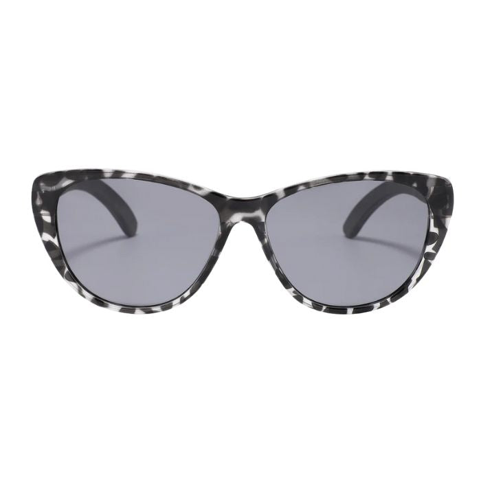 san francisco sunglasses marble frames and black lenses front view on white background
