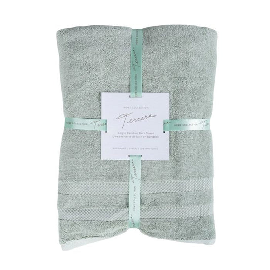 desert sage green single bath towel front view on white background