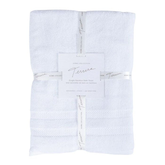 white single bath towel front view on white background