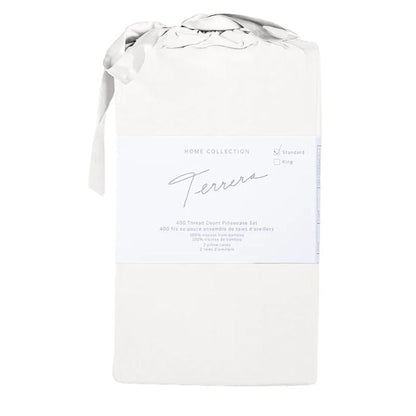 pearl white bamboo fabric bag with two pillowcases inside on white background