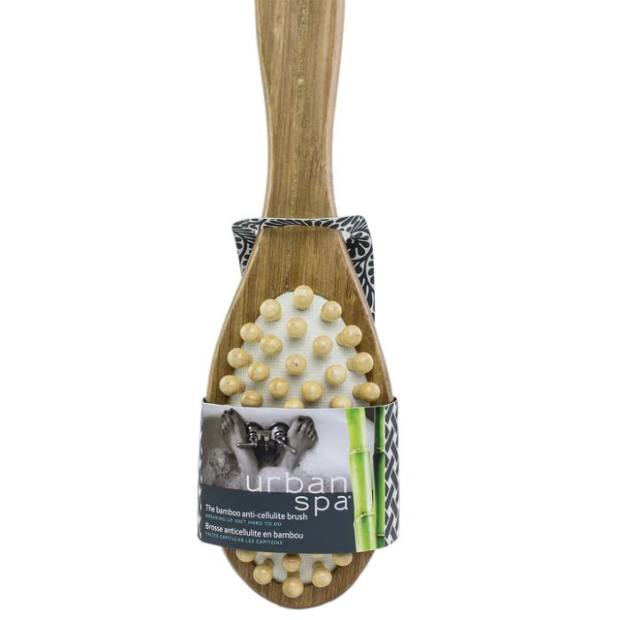 the anti-cellulite brush in package  front view on white background