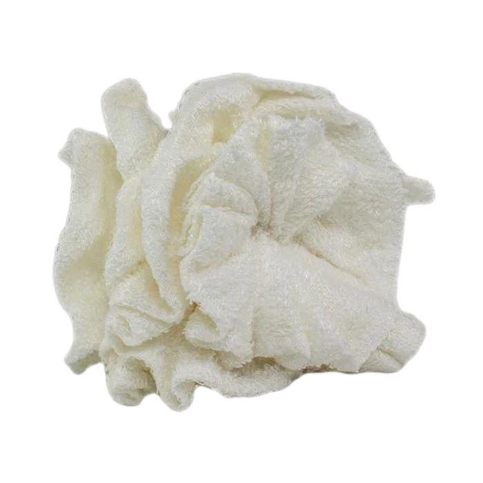 the bamboo bath pouf front view on white background