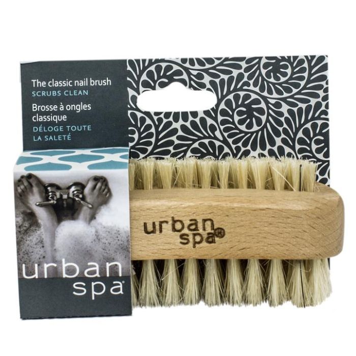 classic nail brush in package front view on white background