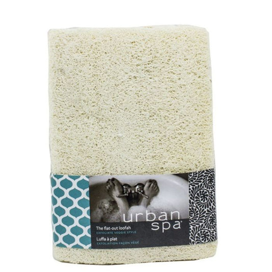 the flat-out loofah in package front view on white background